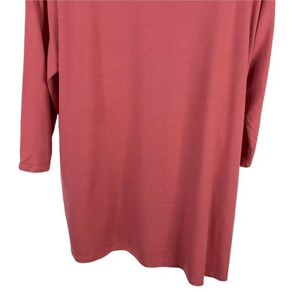 Eileen Fisher Top Petite Large Red Knit Asymmetrical Blouse Lagenlook Boat Neck - Picture 7 of 8